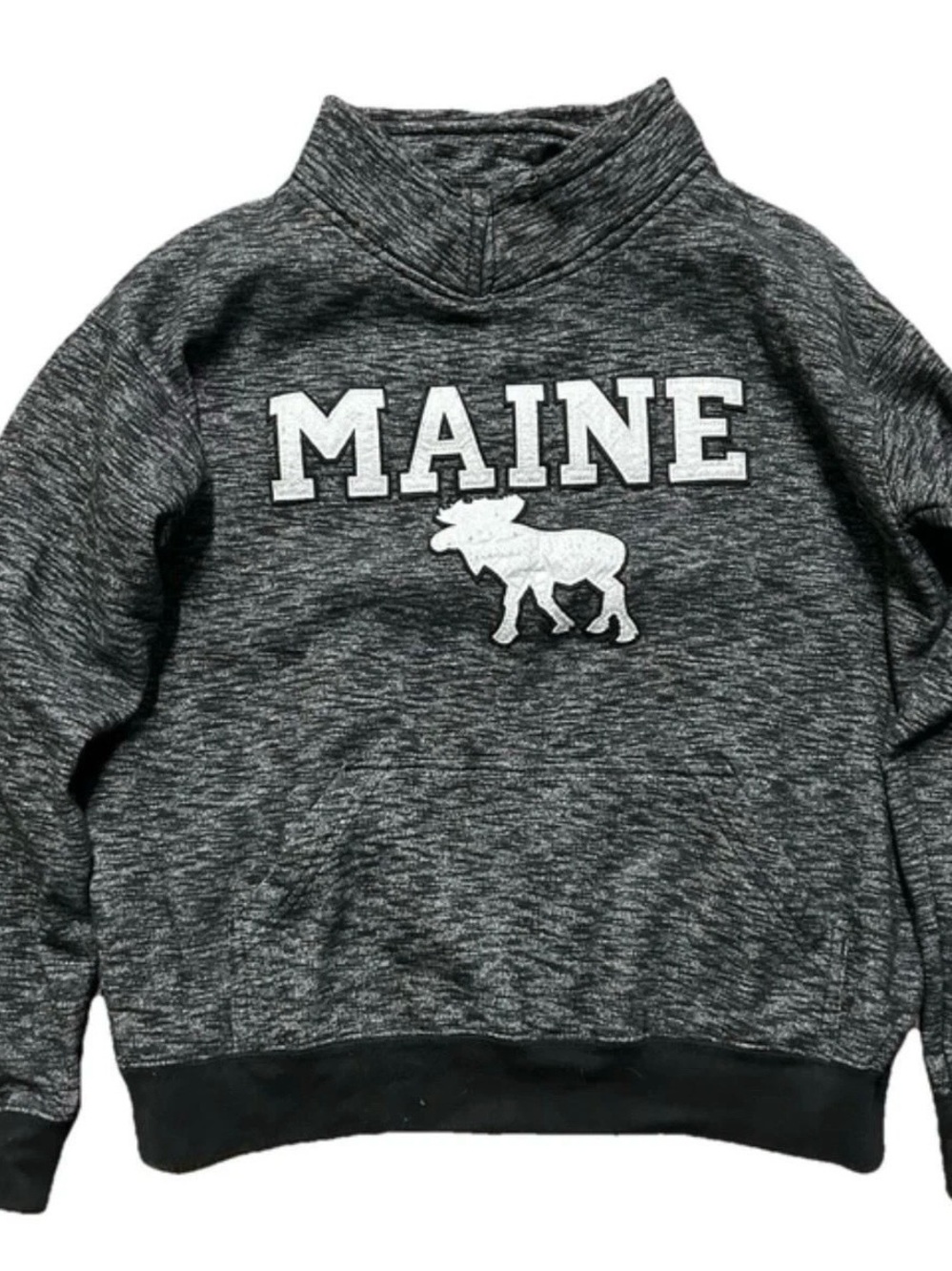 Black Grey Collared Sweatshirt Maine Moose Size Large